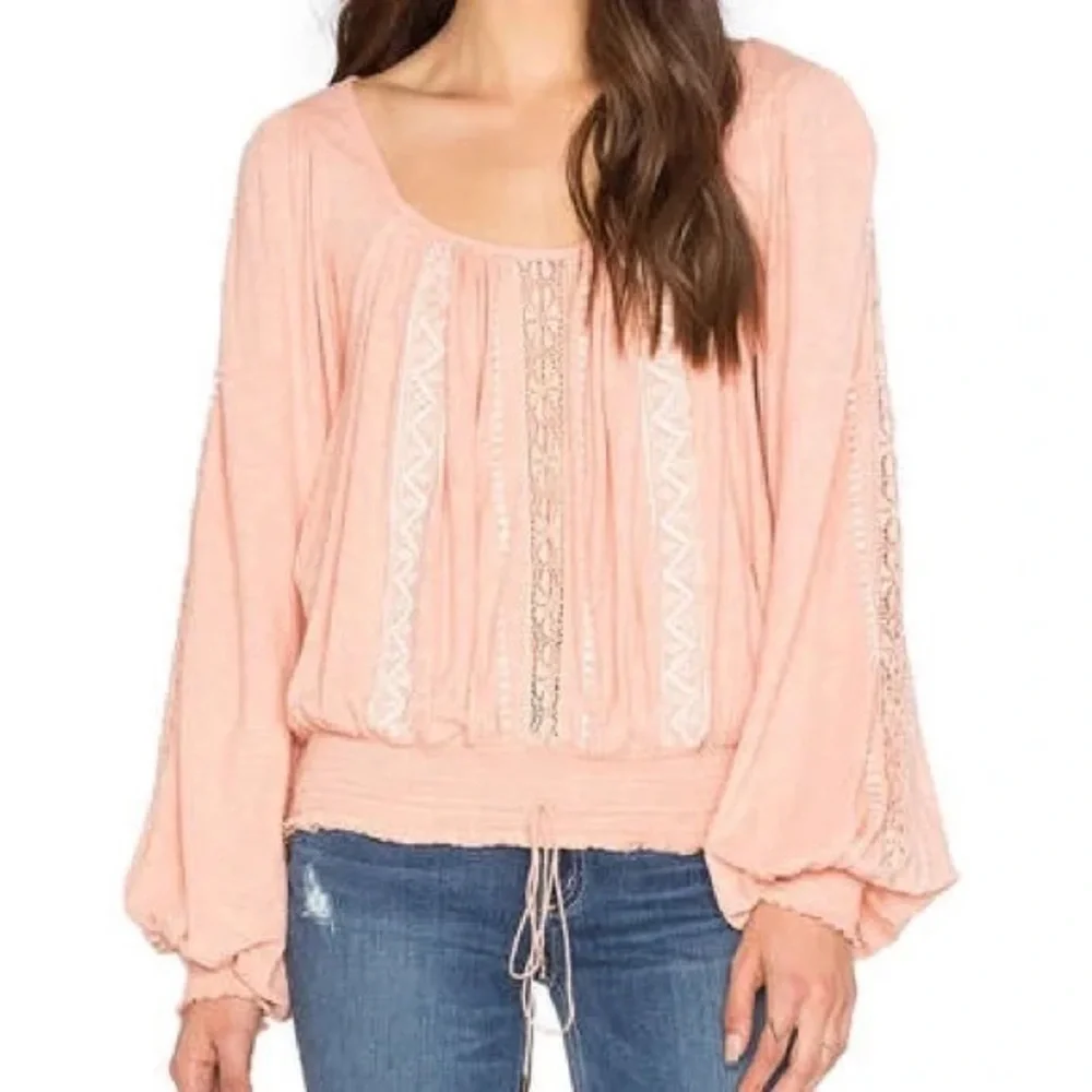Free people billowy pink blouse